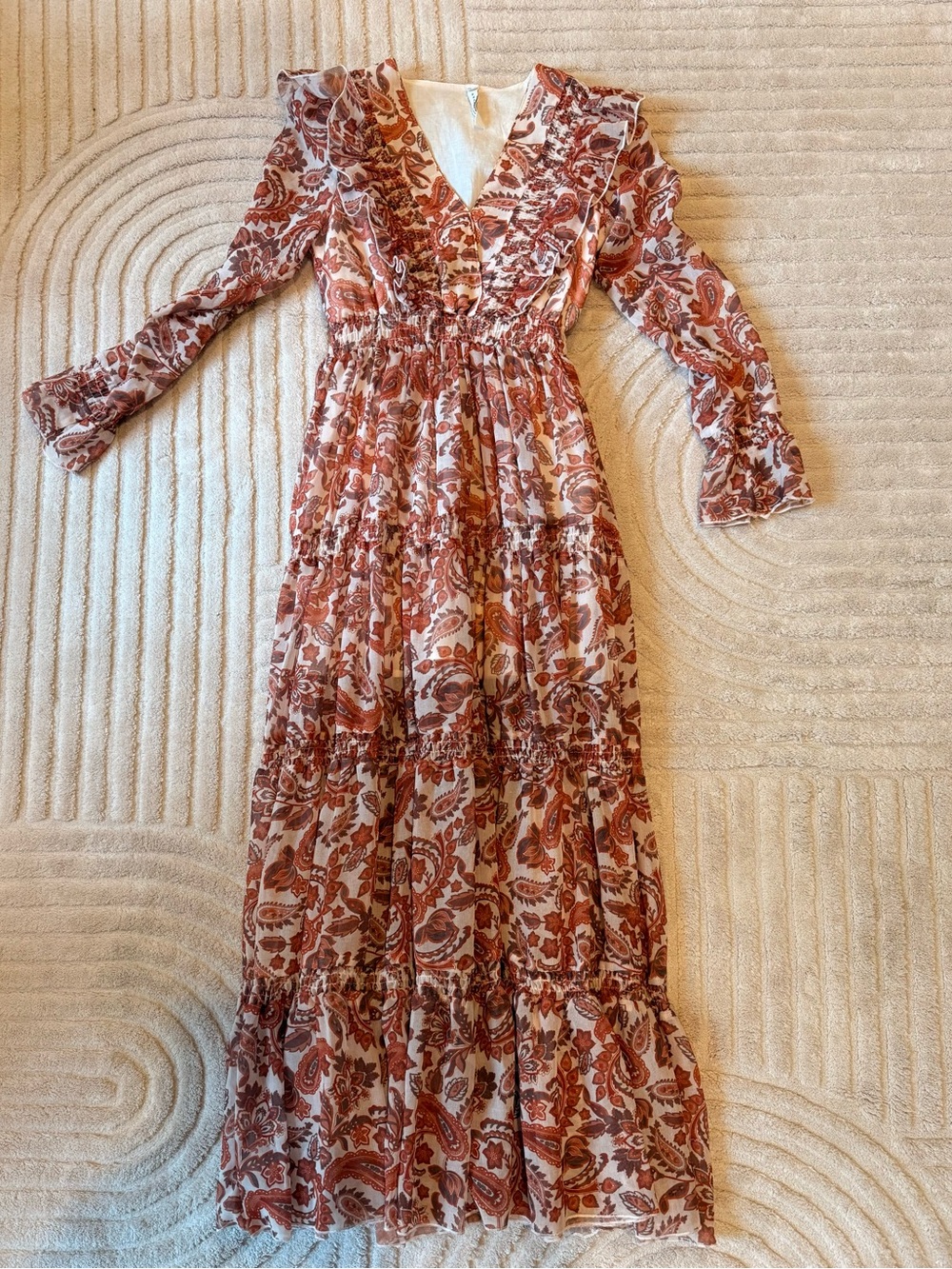 Avantlook Floral Tiered Maxi Dress with Ruffle V-Neck